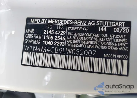 2020 Mercedes-Benz Glb 250 из США, поврежденный, VIN W1N4M4GB9LW032007